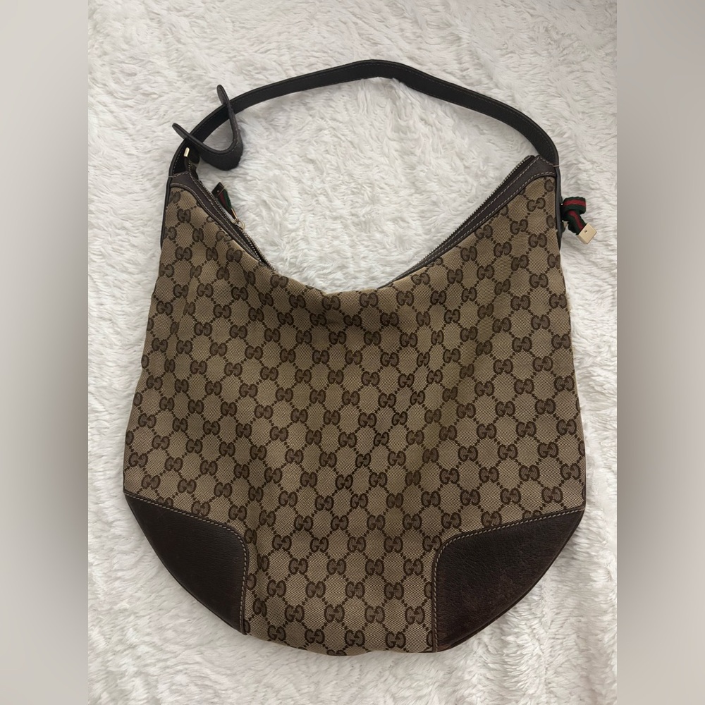 Authentic Gucci GG Canvas Hobo Shoulder Bag